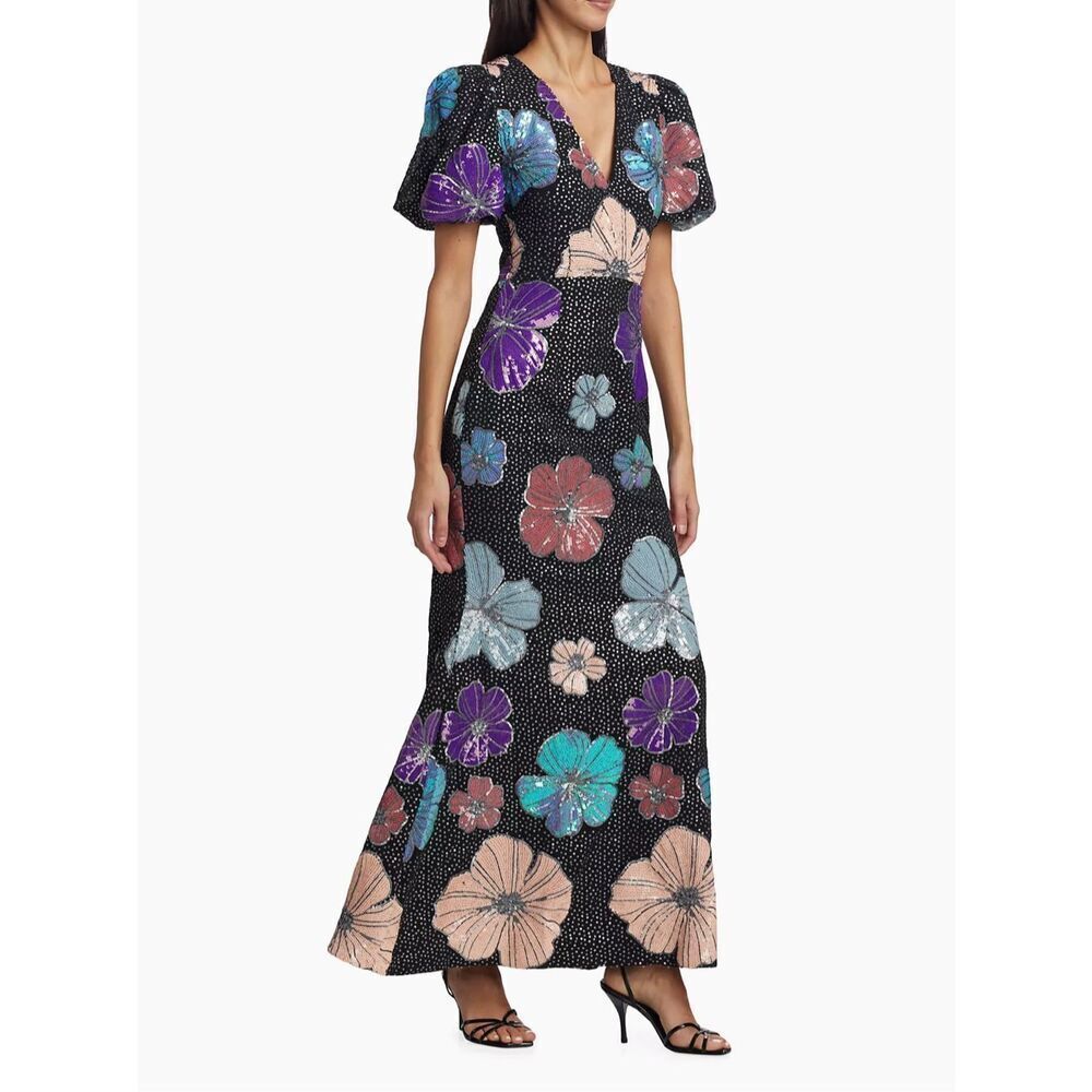 ELLIATT Resort Minka Floral Sequin Gown Wedding Guest Cocktail Party size S NWT - Picture 2 of 8